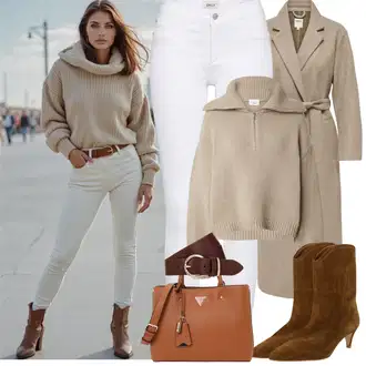 Outfity na zimu s Bílá/Hnědá/Černá Džín s Širokou Nohavicí/Dámské Džíny s Délkou 7/8/Zvonové Džíny/Zkrácené Džíny/Formální Košile/Džíny Culottes/Plisované Džíny Only "Zimní Outfity"