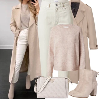 Vysoké Podpatky Outfit s Béžová/Hnědá Kotníková Bota Na Podpatku/Zimní kotníková bota/Kotníková Bota s Podšívkou/Letní kotníková kozačka/Šněrovací Kotníková Bota About You "Zimní Outfity"