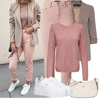 Kombinacije s "mom" trapericama Stil sa Pink/Smeđa/Ljubičasta Mom Jean/Traperice Slim Kroja/Skraćene Traperice/Ženske Traperice 7/8 Dužine/Sužene Traperice/High Waist Traperice/Kožna Jakna/Kožne Cipele/Traperice s Prorezom/Capri Traperice/Čizma do Gležnja Pieces "Zimske Odjeće"