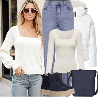 Kombinacije s "mom" trapericama Stil sa Svjetloplava Mom Jean/Vintage traperice/Sužene Traperice/Dad Traperice/Muška Kožna Jakna/Boyfriend Jeans/Skraćene Traperice/High Waist Traperice/Girlfriend Traperice/Slip-on Traperice Pieces "Zimske Odjeće"