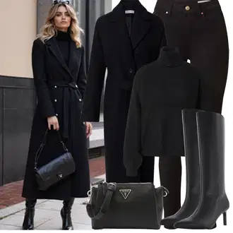 Outfity na zimu s Černá/Vínová Skinny Kalhoty/Kalhoty s Vysokým Pasem/Tregíny/Legíny s Vysokým Pasem/Push up Kalhoty/Jeggings VERO MODA "Zimní Outfity"