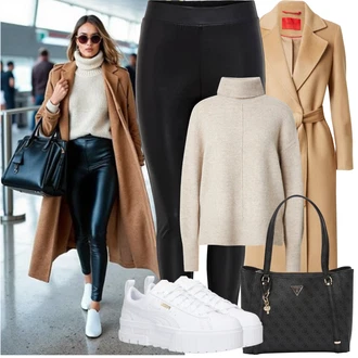 Outfit sa Smeđa/Bež/Kaki Trenč Kaput/Dugi Kaput/Dugi Kaput/Vuneni Kaput/Midi Kaput/Baloner/Kaput od Kašmira max&co. "Zimske Odjeće"