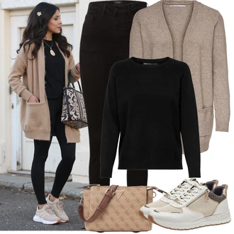 Outfity z džínu Skinny s Černá Kožená bunda/High Waist Džínové Kalhoty/Termální Džíny/Motorkářské Džíny/Kožené Boty/Sweat Džíny VERO MODA "zimní outfit"