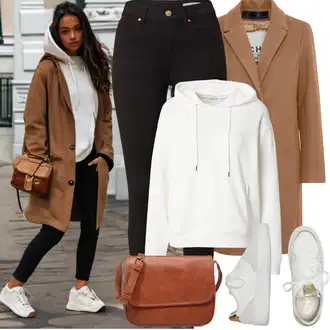 Kombinacije za zimu Ležerno sa Bijela/Krem Tenisica s platformom/Kožna Tenisica/Tanka Tenisica/Teddy Tenisica/Niska Tenisica Only "Zimske Odjeće"Look: Blokiranje boja, Unisex, moderne, Ležerno, Sportski, Bad Taste, Skater, Transparentan
