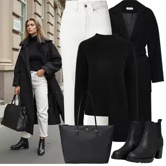 Outfit s Černá Kotníková Bota s Podšívkou/Chelsea Boty/Kožená kotníková bota/Gumová Kotníková Bota/Kožená bunda Only "Zimní Outfity"