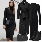 Černé, Červené Gumové Kotníkové Boty Outfity image