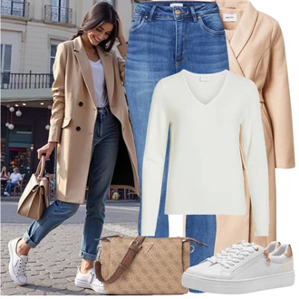 Kombinacije za zimu Svatovski gost sa Bež/Smeđa/Kaki/Narandžasta Nekategorizirano About You "zimski outfit"