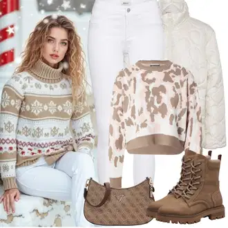 Outfity na zimu s Bílá/Hnědá/Černá Džín s Širokou Nohavicí/Dámské Džíny s Délkou 7/8/Zvonové Džíny/Zkrácené Džíny/Formální Košile/Džíny Culottes/Plisované Džíny Only "Zimní Outfity"