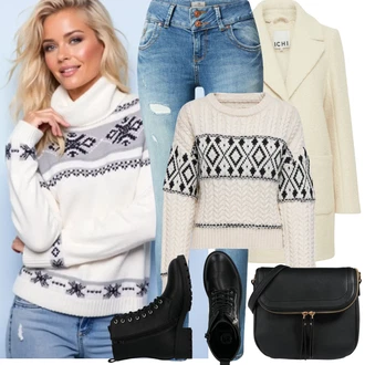 Outfit s Černá/Šedá Mokasín/Mokasín/Lodička s Přezkou/Teniska s dírkovaným vzorem/Chunky Tenisky/Barefoot bota/Tenisky s Bočním Zipem About You "Zimní Outfity"