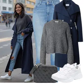 Outfit sa Siva/TamnoSiva/SvjetloSiva Izrezani Džemper/Zdepasti Džemper/Zimski Džemper/Vuneni Džemper/Mohair Pullover/Kratki Džemper/Basic Džemper/Carmen Džemper/Jednostavni Džemper/Pleteni Džemper Edited "Zimske Odjeće"