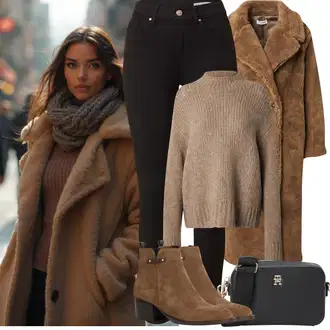 Outfit sa Smeđa/TamnoSmeđa/Bež ljetna gležnjača/Chelsea Gležnjača/Kožna gležnjača/Vintage Gležnjača/Western Gležnjača/Kaubojska čizma/Ravna Gležnjača/Podstavljena Gležnjača Tamaris "Zimske Odjeće"