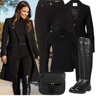 Outfit sa Crna Sako Kaput/Prijelazni Kaput/Vuneni Kaput/Midi Kaput/Kaput od Kašmira/Vuneni kaput/Frak Kaput/loden kaput/Usko Krojena Kaputa/Scuba Kaput guido maria kretschmer women "Zimske Odjeće"