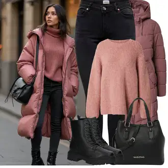 Outfit sa Crna Kožna Jakna/Zimska jakna/Traperice s Prorezom/High Waist Traperice/Push-up Traperice/Bikerske Traperice/Kožne Cipele/Termo Traperice Only "Zimske Odjeće"