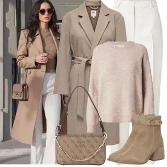 Narozeniny Podzim Outfit s Šedá/Béžová/Hnědá Vlněný kabát/Kašmírový Kabát/Pletený Kabát/Lodenový kabát/Midi Kabát/Vlněný Kabát Only "Zimní Outfity"Look: 60. narozeniny, Den na pláži, Koncert, Firemní večírek, Chatky, Den matek, Škola, Zvláštní příležitosti, 40. narozeniny, Narozeniny