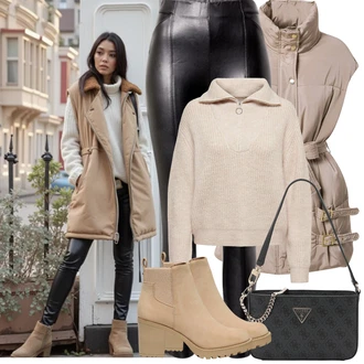 Narozeniny Zima Outfit s Khaki/Hnědá/Béžová hoermanseder x about you "Zimní Outfity"Look: Bar, 18. narozeniny, 30. narozeniny, 50. narozeniny, Koncert, Chatky, Škola, Narozeniny
