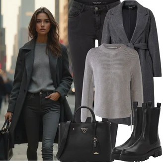 Motorka Outfit s Černá Kozačka Chelsea Boty/Ovčí Kožešinová Bota/Klasická Kozačka/Motorkářská bota/Kotníková Bota s Podšívkou/Motorkářská Bota Apple of Eden "Zimní Outfity"Look: Jízda na koni, Motorka