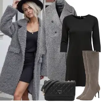 Outfity na zimu s Černá Žerzejové Šaty/Tunikové šaty/Šaty S Rolákem/Šaty s 3/4 Rukávem/Pouzdrové Šaty S Dlouhým Rukávem/Pouzdrové Šaty Only "Zimní Outfity"
