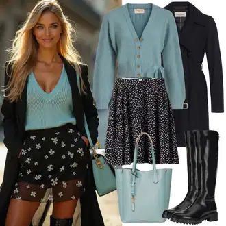 Kombinacije s suknjom i čizmama "Winterlicher Look"