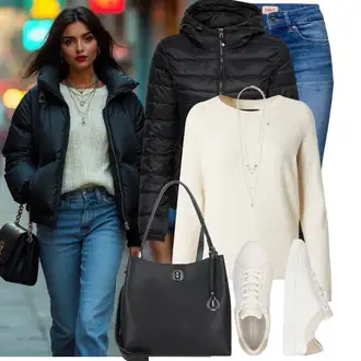 Outfit sa Crna/Tamnosiva/Siva/Bež/Smeđa Sportski dodatak/Novčanik/Privjesak/Maska/Privjesak/Privjesak Za Ključeve L.CREDI "Upečatljiv look za zimu"