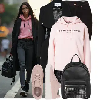 Outfit s Černá/Šedá/Krémová/Bílá Mini batoh/Mini batoh About You "Nápadný look na zimu"