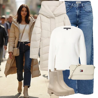 Outfit s Světle modrá/Modrá Zvonová Kalhoty/Kalhoty se Štěrbinou/Kalhoty s dírou Only "Zimní look"
