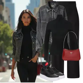 Kombinacije za zabavu Seksi sa Crna/Crvena/Smeđa Fini Pleteni Džemper/Pulover s Rol Ovratnikom/Džemper s rol ovratnikom/Džemper Od Kašmira Only "Moderan zimski outfit"Look: Poslovni, Egirl, Elegantan, Ured, Old Money, Besprijekorno, Seksi, Običan