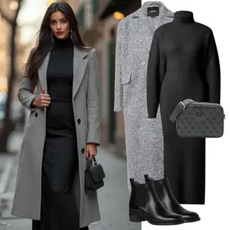 Kůže Outfit s Černá Kozačka Chelsea Boty/Kožená kotníková bota Tamaris "Elegantní zimní outfit"