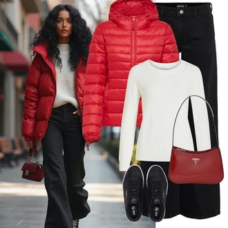 Carina Outfit s Černá Teniska na platformě/Skate Bota/Nízká Teniska/Kožené Tenisky Puma "Zimní look"