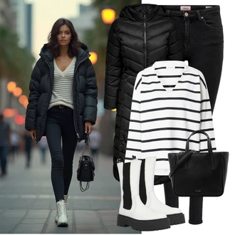Zima Outfit s Bílá Kozačka Bota na platformě/Bota na Platformě Steve Madden "Zimní look"