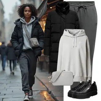 Outfit sa SvjetloSiva/Siva Pulover S Kapuljačom/Vintage majica s kapuljačom/Otmjena majica s kapuljačom/Oversize majica s kapuljačom/Džemper Za Žene/Unisex Majica S Kapuljačom/Sportska dukserica/Sportska majica/Džemper s kapuljačom/Kožna jakna Under Armour "Sportski zimski outfit"