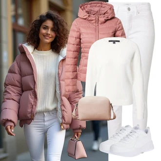 Outfit sa Crvena/Pink/Ljubičasta Prošivena Jakna/Jakna s Kapuljačom/Puferica Jakna/Zimska Jakna/Održiva Jakna/Jesenska Jakna/Ljetna pod-Jakna/Jakna za Pakiranje/Donja Jakna Only "Zimski look"