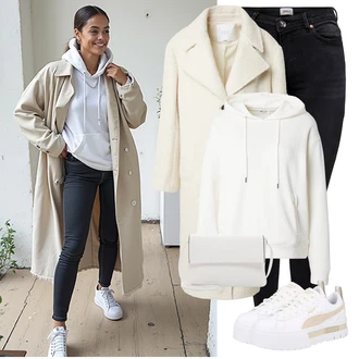 Outfit sa Crna Kožna Jakna/Zimska jakna/Traperice s Prorezom/High Waist Traperice/Push-up Traperice/Bikerske Traperice/Kožne Cipele/Termo Traperice Only "Sportski zimski outfit"