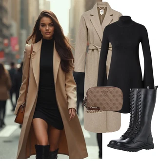 Outfit sa Siva/Smeđa/Bež/Kaki Vuneni Kaput/Midi Kaput/Dugi kaput/Kaput od Kašmira/loden kaput/Dugi Kaput/Zimski Kaput Vuneni kaput Only "Elegantan zimski outfit"
