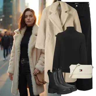S zakovicama Outfit sa Crna Chelsea Gležnjača/Kožna Jakna Tamaris "Savršen za zimu"Look: Trekking, Jahanje, Skating, S zakovicama