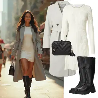Mom Outfit s Šedá/Khaki/Hnědá/Světle zelená Kašmírový Kabát/Pletený Kabát/Lodenový kabát/Dlouhý kabát/Dlouhý Kabát/Dlouhý Zimní Kabát/Midi Kabát/Vlněný Fleecový Kabát/Vlněný kabát About You "Perfektní na zimu"Look: Klasické, Pro Dům, Moderní, Mom, Old Money, Příliš oblečený, Chytrý příležitostný, Univerzitní