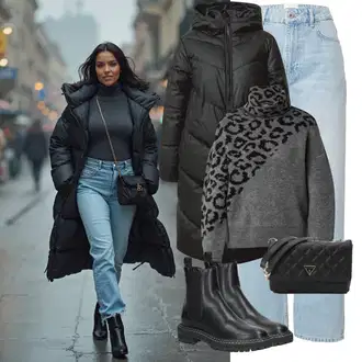 Kombinacije za zabavu S oblinama sa Crna Parka velike veličine JdY "Zimski look"