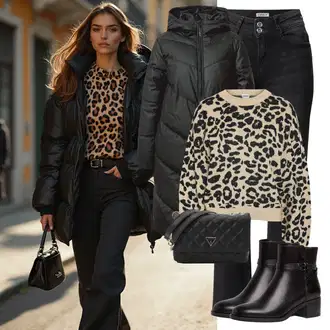 Layered Outfit s Černá Zimní Kabát/Dlouhý Zimní Kabát/Prošívaný kabát/Péřový Kabát/Kabát s Kapucí/Dlouhý Péřový Kabát JdY "Perfektní na zimu"Look: Layered, Venkovní, Nadrozměrné