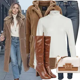 Outfit sa Smeđa Chelsea Gležnjača/Čizma za Jahanje About You "Zimski outfit"