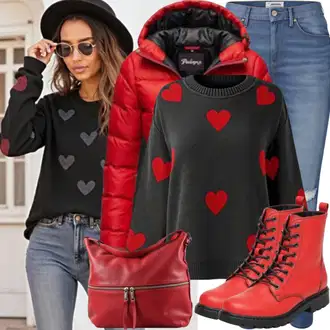 outfit mit Rdeča/Siva/Črna/Roza Zimski škornj iz jagnječje kože/Gležnar Zimski gležnjar/Treking Čevelj/Vodotesen škorenj/Usnjene moške čevlje/Zimske superge/Termo Škorenj/Škornj za Sneg/Motoristični čevelj/Oblazinjeni škorenj kesi "Zimski outfit"
