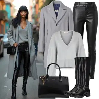 outfit mit Temno Siva/Siva/Svetlo Siva Plašč iz Kašmirja/Dolg Plašč/Volneni Plašč/Dolg Plašč/Volnen zimski Plašč/Dolg Zimski Plašč answear lab "Zimski outfit"
