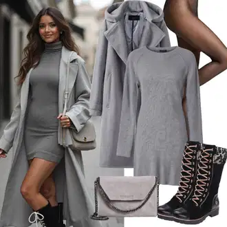 outfit mit Siva/Svetlo Siva Pleteni Plašč/Midi Plašč/Volneni Plašč/Dolg Plašč/Pleten Plašč iz Flisa/Plašč iz Kašmirja/Oversize Plašč/Volnen zimski Plašč Calvin Klein "Zimski outfit"