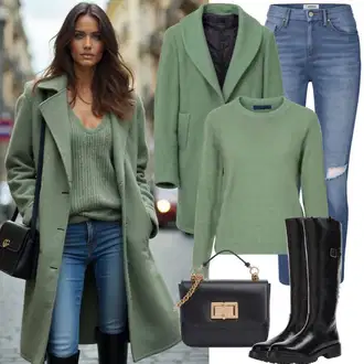 Green Outfits Estetski mit Črna/Srebrna/Siva/Zelena/Rdeča Mini torbica/Torba za čez ramo karl lagerfeld "Zimski outfit"Look: Brez šivov, Estetski, Pametno priložnostno, Klasična, Kovinski, Plemenita, Premij, Glamurozno, Lak, Metal, Fancy