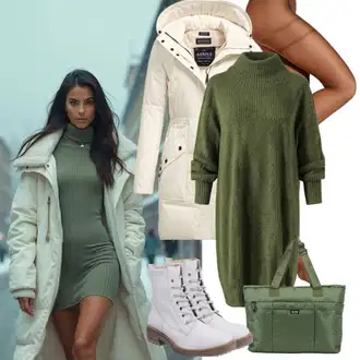Zimske Outfiti Stari denar mit Črna/Bela Usnjena Hlača/Leginge v Videzu Usnja/Usnjena pajkica/Treggings/Skinny Hlače/Hlače iz Imitacije Usnja Pieces "Zimski videz"Look: Stil, Emo, Kul, Stari denar, Zunaj, Brez šivov, Techno, Mokrega videza