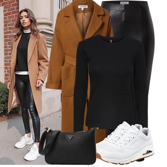 Vlna Outfit s Hnědá/Béžová/Khaki Nezařazené Edited "Praktický vzhled"