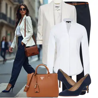 Outfity pro práci Lehký s Černá/Krémová/Bílá Dlouhý Sako/Boyfriend Sako/Oversize Sako/Elegantní Sako Only "Stylové kombinace pro volný čas"Look: Lehký, Emo, Klasické