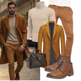Outfit mit Khaki/Braun/Beige Yazubi, Gelb/Orange/Braun Allthemen "Business Outfit"