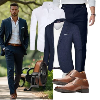 Tapered Outfit mit Dunkelblau Elegancity "Business Outfit"
