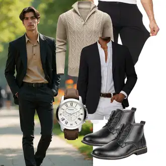 Business Outfits mit Schwarz/Khaki/Dunkelgrau Indicode "Business Outfit"