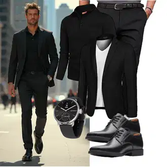Business Outfits mit Schwarz/Dunkelgrau/Khaki Meilicloth "Business Outfit"