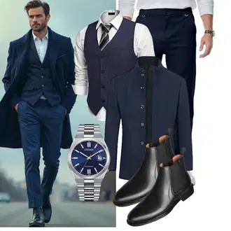 Tapered Outfit mit Dunkelblau Elegancity "Business Outfit"